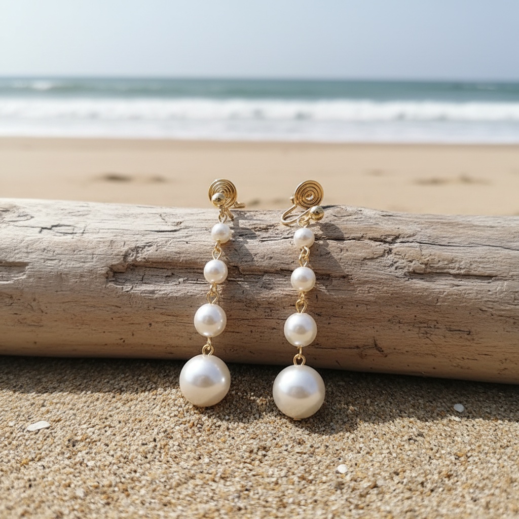 Vintage Elegant Long Beaded Patchwork Tassel Clip-On Earrings